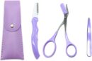 3-in-1 Eyebrow Grooming Set, Eyebrow Scissors Kit, Eyebrow Razor, Slanted Tip Tweezers, Eyebrow Trimmer Kit for Women and Men(Purple)