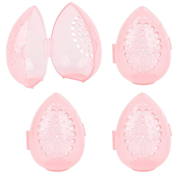 4 Pack Pink Makeup Beauty Sponge Case Holder Egg Storage for Women Girls