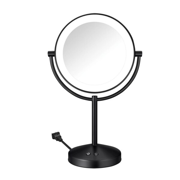 Lighted Makeup Mirror,  Vanity Mirror, 1X/10x Magnifying Mirror, Corded in Matte Black Finish