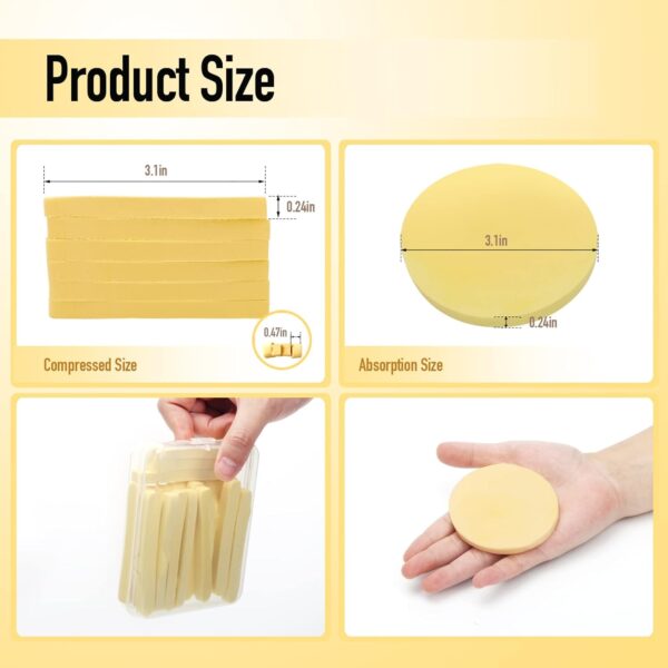 240+1 Count Compressed Facial Sponges,  Round Face Sponge Professional Compressed Makeup Removal Sponges for Estheticians Wash Face Sponge Compress Exfoliating Spa Pads With Portable Case - Image 2