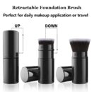 Retractable Makeup Brushes, Travel  Powder Foundation Brush, Portable Face Liquid Foundation Sunscreen Brush with Cover for Blending Liquid, Bronzer,Cream or Flawless Powder Cosmetics