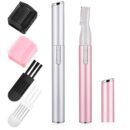 2 Pcs Electric Eyebrow Trimmer Women Precision Face Razors Mini Shaver with Comb Christmas Women Gift Battery Operated Personal ilator for Face Neck Fuzz Lips Leg(Pink, Silver)