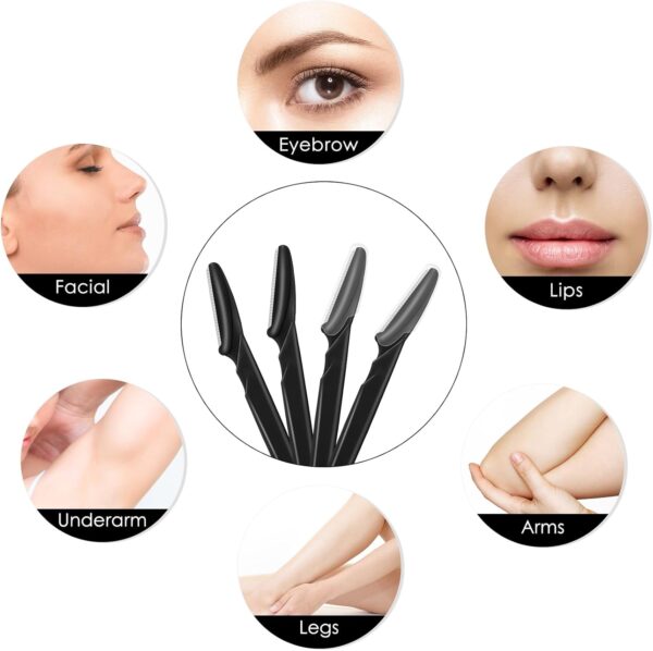 16 Pcs Black Eyebrow Razor, Face Razors Multipurpose, Facial Razors for Women Men, Eyebrow Trimmers Shaver with Safety Cover,  Tools for Face Body Use, Facial Hair Removal Tools - Image 2