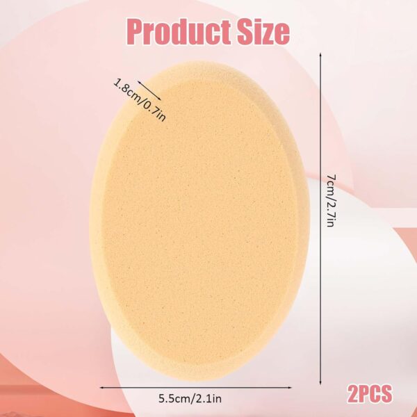 2 Pack Oval Puff Beauty Egg Foundation Sponge Oval Makeup Sponges Professional Makeup Sponge for Eye Foundation Blush Application Forehead Cheeks, Dry and Wet (Skin Tone and Pink) - Image 2