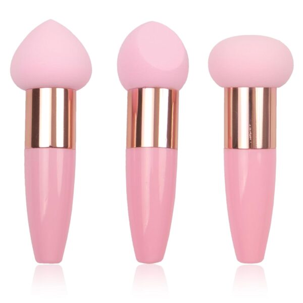 3 PCS Makeup Sponges Foundation Beauty Blender Blending Wet and Dry Make Up Applicator Cosmetic Concealer Face Brush Egg Brushes Covers Eyes Sticks Powder Puff With Handle