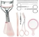 10 in One Eyebrow Trimming Tool,Eyebrow Trimmer,Eyebrow Card,Curling Eyelash Curler,Beauty Scraper,Scissors,Makeup Tool Set.
