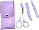 3-in-1 Eyebrow Grooming Set, Eyebrow Scissors Kit, Eyebrow Razor, Slanted Tip Tweezers, Eyebrow Trimmer Kit for Women and Men(Purple)