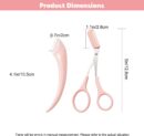 2Pcs Eyebrow Scissors with Comb, Precision Eyebrow Trimming Set, Non-Slip Eyebrow Trimming Scissors, Stainless Steel Curved Eyebrow Razor Hair Removal Beauty Tool for Men Women (Pink)