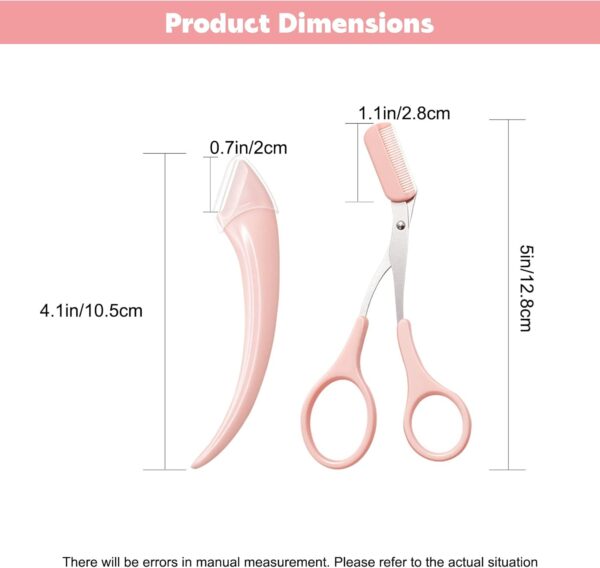 2Pcs Eyebrow Scissors with Comb, Precision Eyebrow Trimming Set, Non-Slip Eyebrow Trimming Scissors, Stainless Steel Curved Eyebrow Razor Hair Removal Beauty Tool for Men Women (Pink) - Image 2