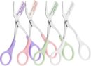 4pcs Eyebrow Scissors with Comb 2 In 1 Eyebrow Trimmer Scissors Portable Non Slip Eyebrow Trimmer Stainless Steel Eyebrow Scissor