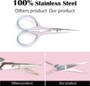 2 Pcs Eyebrow Scissors for Women, Professional Grooming Mini Scissors with Stainless Steel Straight Tip, 3.5 Inch Pink Small Scissors Beauty for Facial Hair, Eyebrows, Beard, Ear, Nose, Moustache