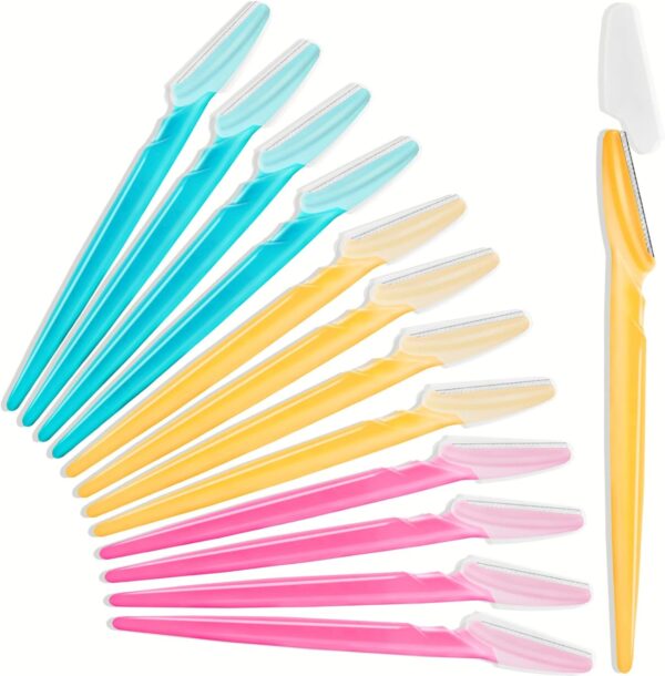 12 Pcs Eyebrow Razor, Multipurpose Exfoliating  Tool for Face, Facial and Eyebrow Shaper with Precision Cover for Women Men, Easy to Use