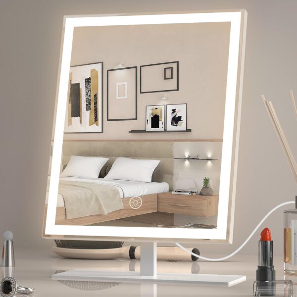 Vanity Mirror with Lights, Lighted Makeup Mirror with 3 Color Modes, Dimmable Light,  Vanity Makeup Mirror with Smart Touch Control, Gift for Teen Girl/Women (12in. White)