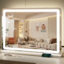Vanity Mirror with Lights, 32" x 22" Large Lighted Vanity Mirror with Dimmable 3 Modes, LED Makeup Mirror, 10X Magnification, Touch Screen Control, USB Charging Port, Tabletop or Wall-Mounted