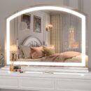 Arch Vanity Mirror with Light, 32" x 24" Arched Led Makeup Mirror with 10X Magnification, Tabletop Desk Mirror, Dimmable 3 Colors Mode