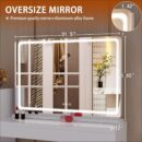 Vanity Mirror with Lights, 32" x 22" LED Makeup Mirror, Lighted Makeup Mirror with Dimmable 3 Modes, Touch Screen Control Vanity Mirror Round White